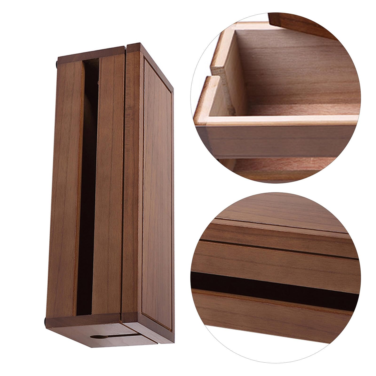 Caja Organizadora de Cables y Enchufes de Madera, Grande | Color Café, Tapa Desmontable, Diseño Hueco Multilateral para Disipación de Calor, 1