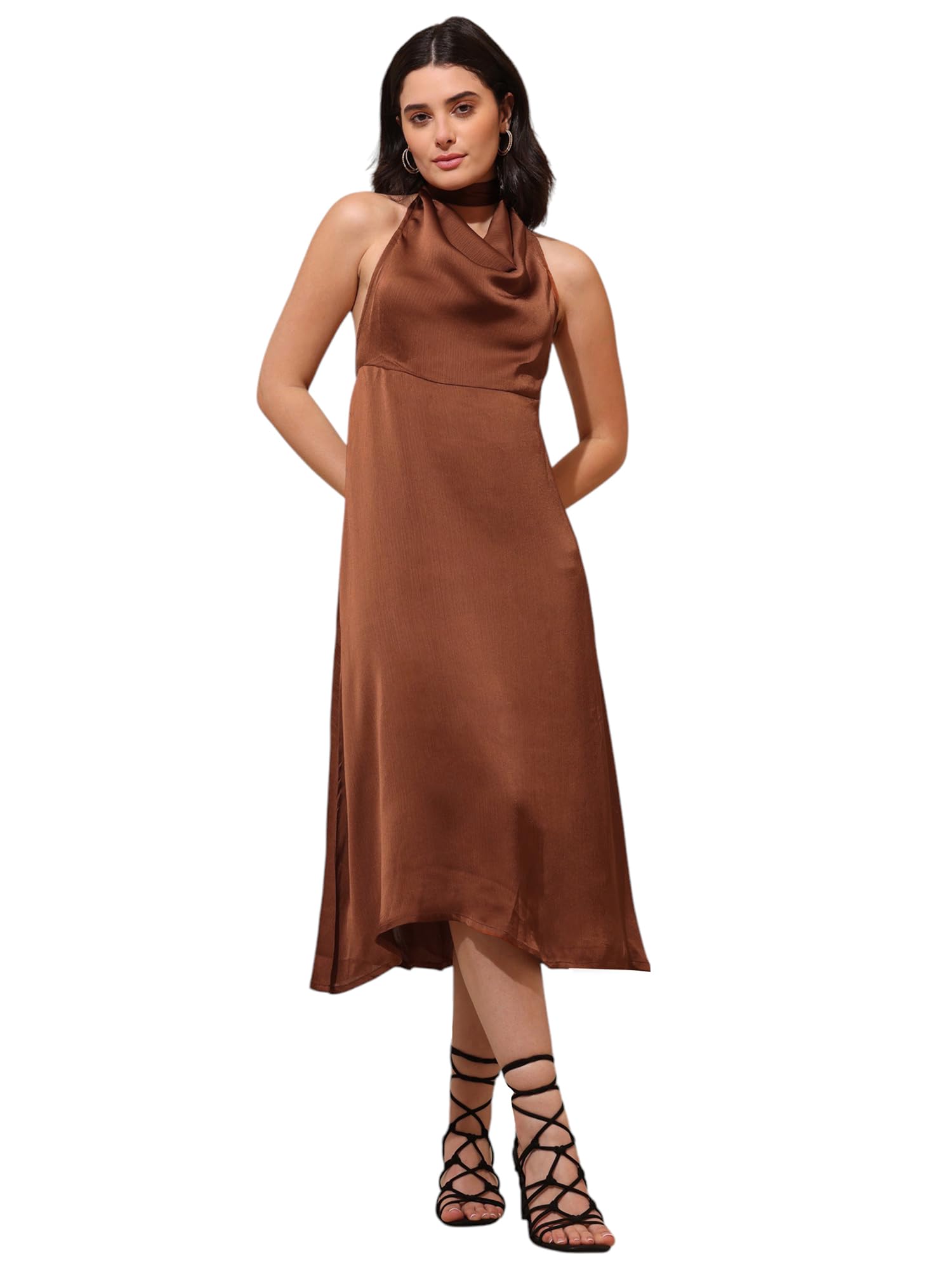 purvaja Women's Solid Sleeveless Midi Dress-picture-29