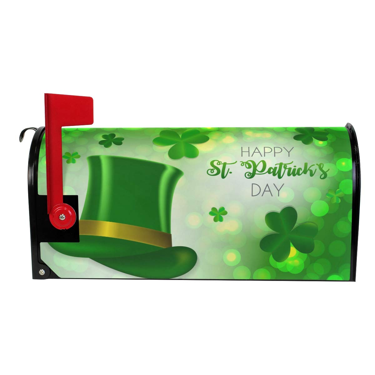 Wamika St. Patrick's Day Magnetic Mailbox Cover - Shamrock & Rainbow Design, Standard Size - View #12