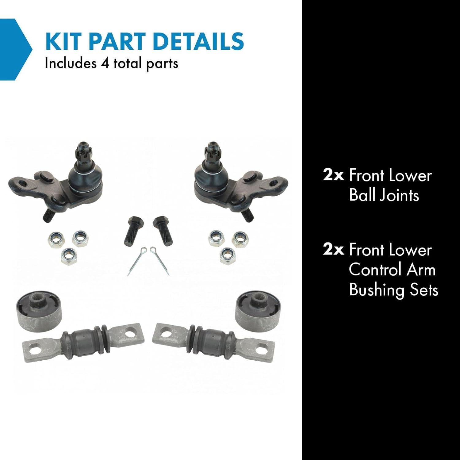 TRQ Front Suspension Kit Ball Joint Control Arm Bushing Set Compatible with 1992-2001 Lexus ES300 1995-2004 Toyota Avalon Camry 1998-2003 Sienna