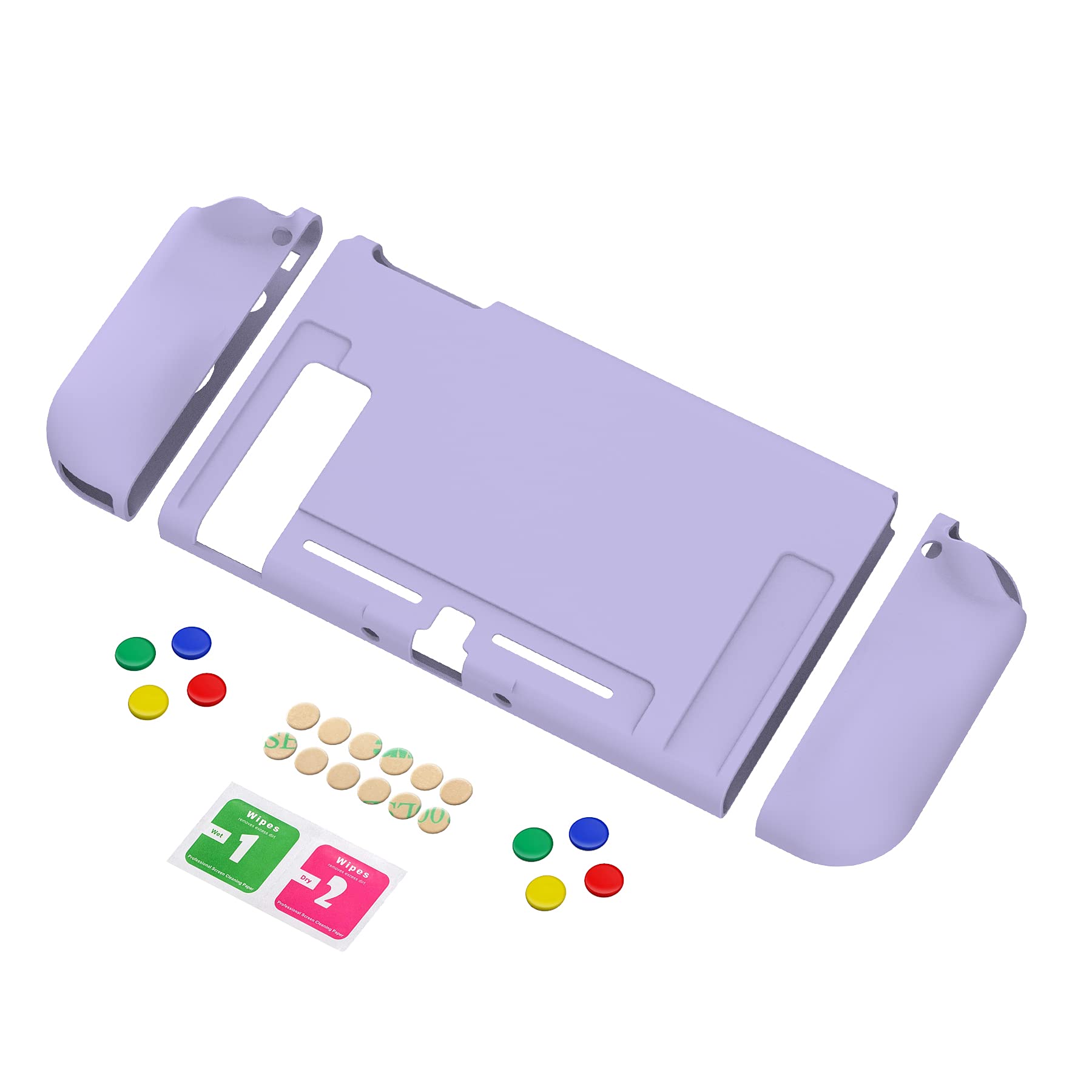 PlayVital Custodia protettiva per Nintendo Switch Console Joycon, custodia sottile in TPU morbido accessori per NS Joycon Console con colorato ABXY/tappi di direzione (viola)