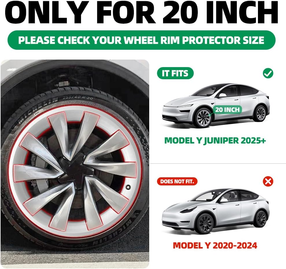 Suitable for 2025-2026 Tesla Model Y 20-Inch Spiral Wheel Protector Silver 4-Piece Set Model Y Wheel Protection Cover Decorative Ring Accessory (4PCS Set in Silver)