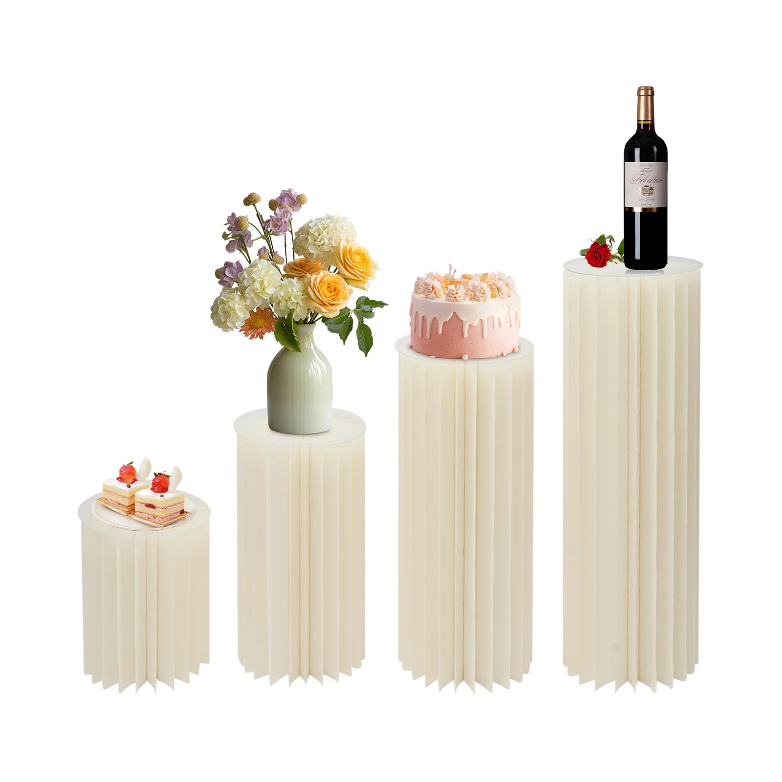 Espositore pieghevole in cartone, set da 4 pezzi, con piastre in PVC per matrimoni, feste e decorazioni (40 cm, 60 cm, 80 cm, 100 cm)