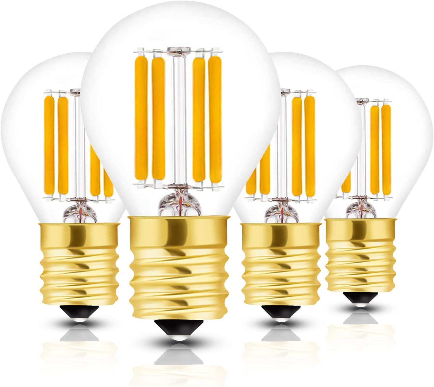 HizashiSuper Mini Globe S11 LED Light Bulb, Dimmable, 4W E17 Intermediate Base 40S11 LED Filament Replacement Bulb, 40 Watt Equivalent, Warm White 2700K for Cabinet, Closet, Desk Lamp - 4 Pack