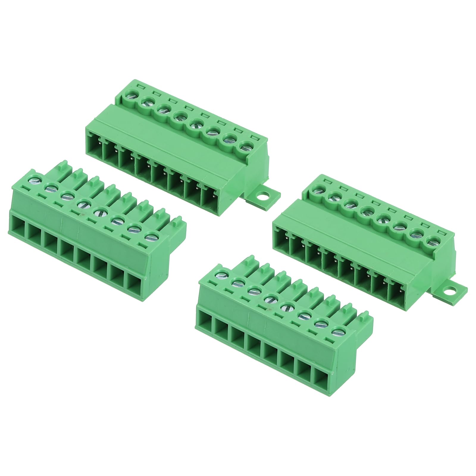sourcing map Lot de 2 connecteurs de bornier à vis à 8 broches, pas de 3,81 mm mâle et femelle pour montage sur circuit imprimé 300 V 8 A connecteur de bornier vert pour projet électronique domestique