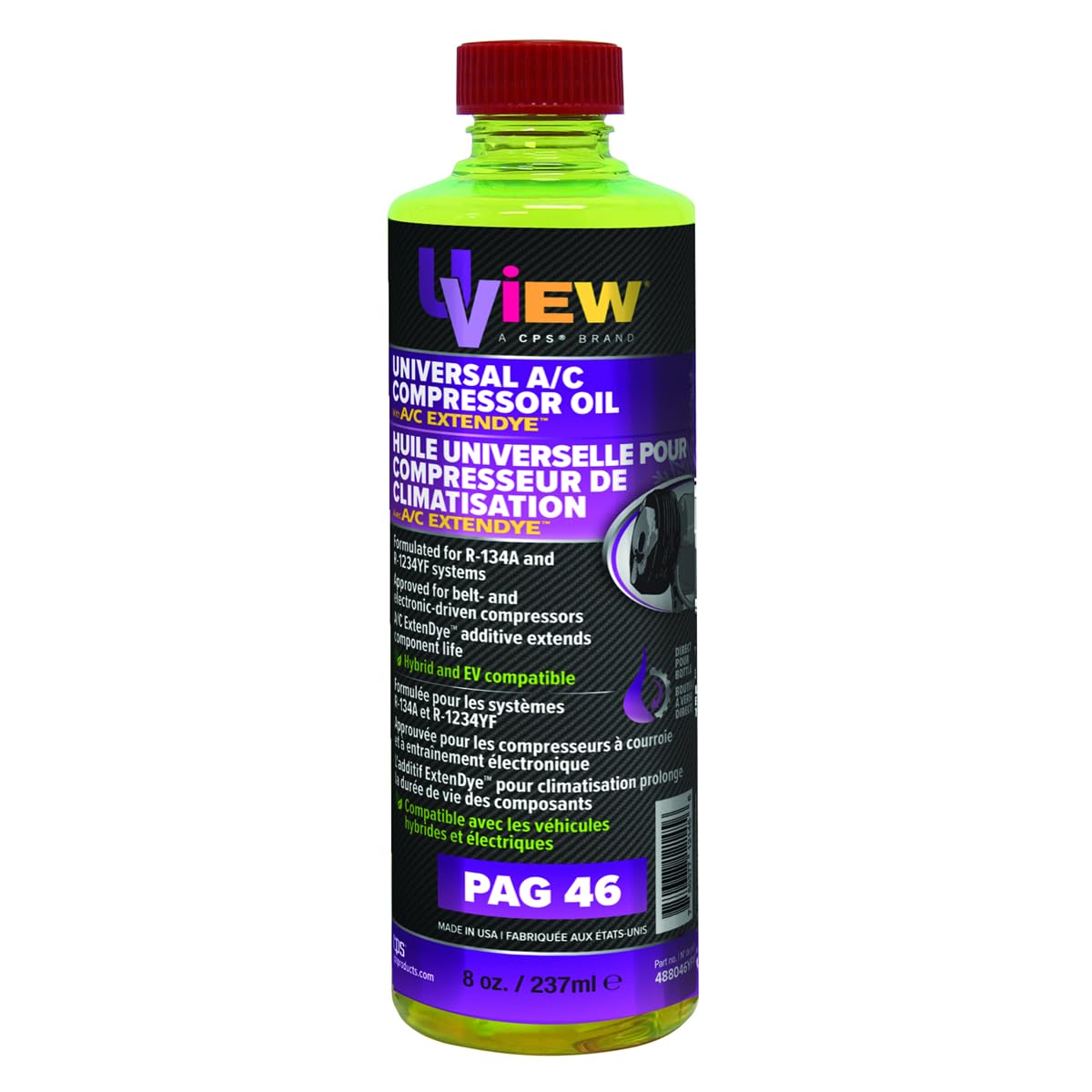 CPS Products Universal PAG 46 Oil with A/C ExtenDye - 8 oz. Bottle