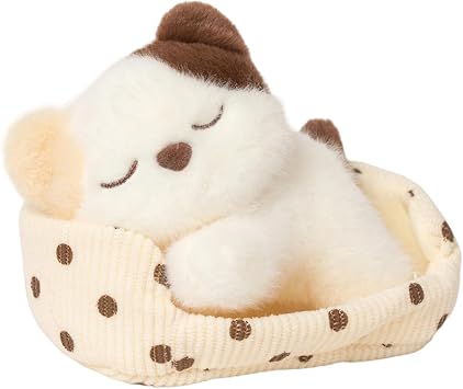 5.5" Sleeping Calico Cat Plush Toy Set, Cute Kitten Stuffed Animal with Nest, Soft Mini Kawaii Plush Doll for Kids Girls Boys, Present for Birthday Christmas Room Decor