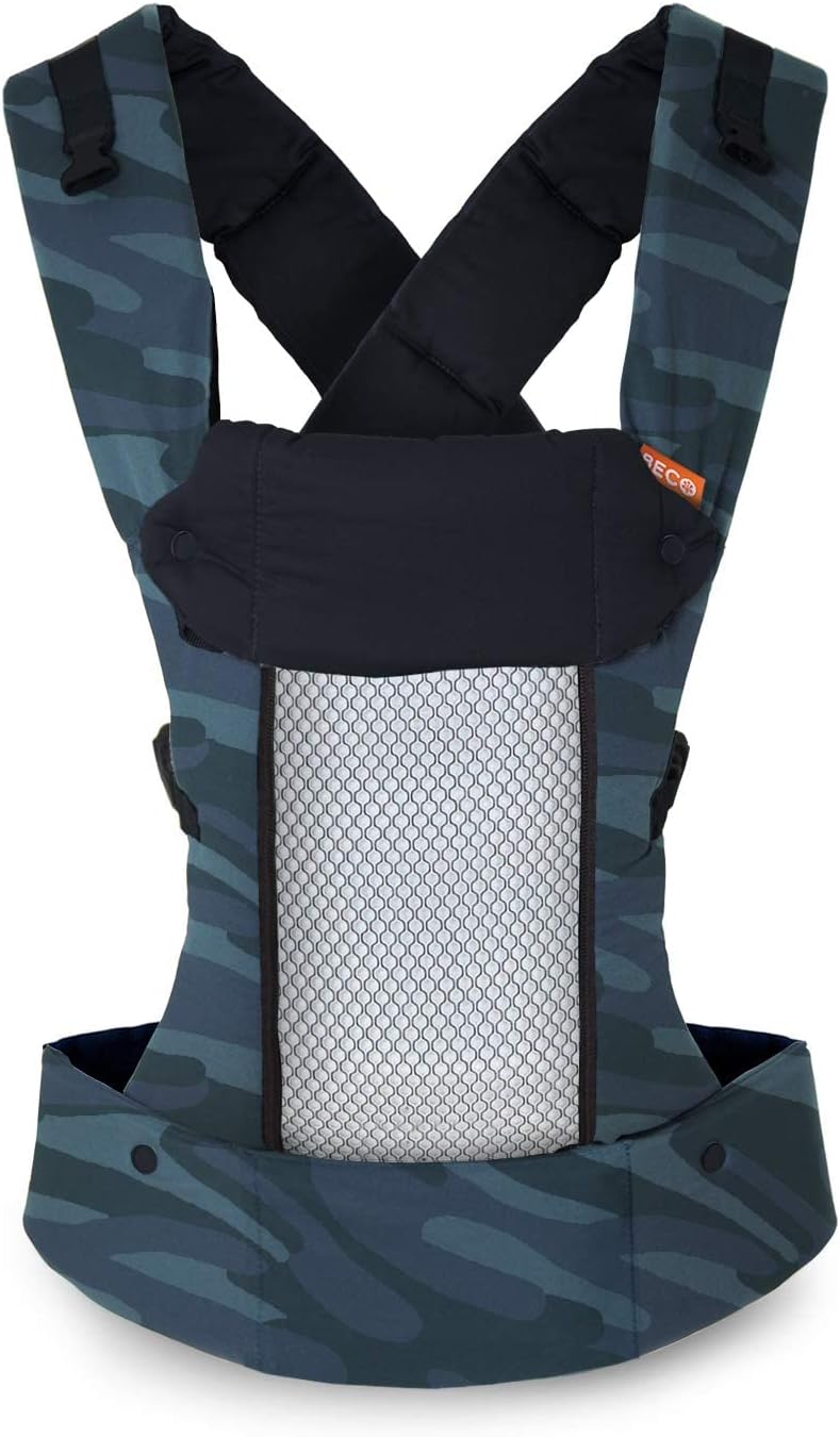 Beco 8 Baby Carrier from Newborn to Toddler (7-45lbs) - All in 1 Hybrid Front, Hip and Backpack Style Carrier with Breathable, Cooling Mesh - Camo