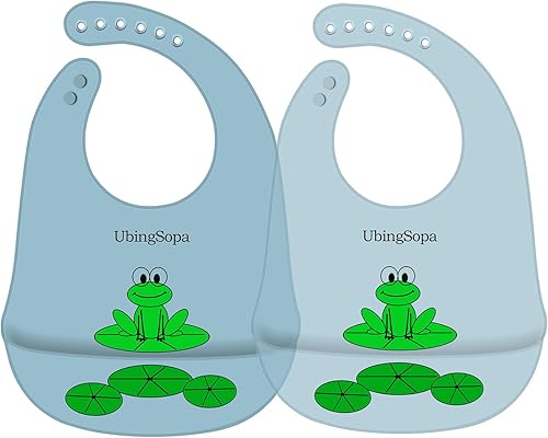 Miniatura 10 de Baberos de silicona para bebés: ajustables, suaves, impermeables y duraderos, con gran bolsillo para atrapar alimentos, aptos para la alimentación