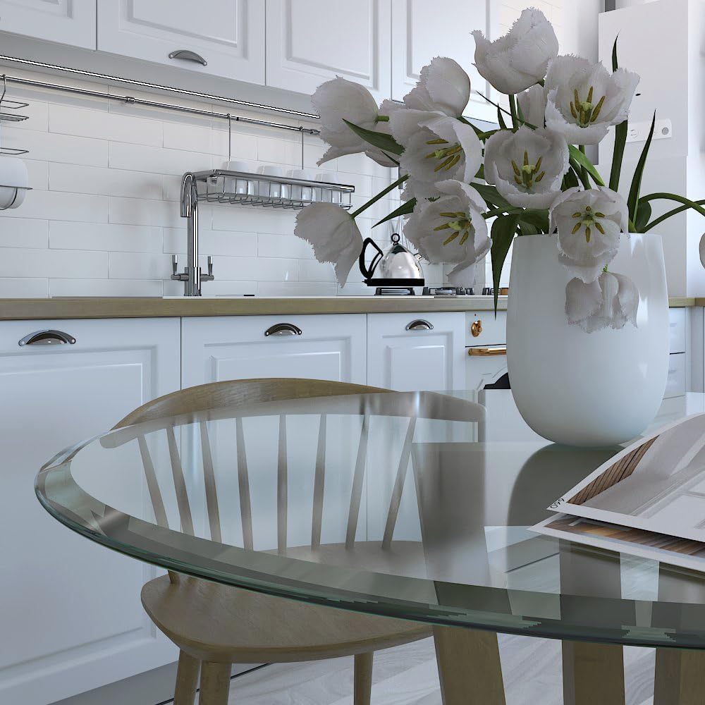 Royalty 20" Inch Round Tempered Glass Table Top – Clear Table Top Glass – Useful for Replacement, Tabletop Protector, Patio, Dining, Coffee, Desks - 1/4" Thick Flat Polished Edge