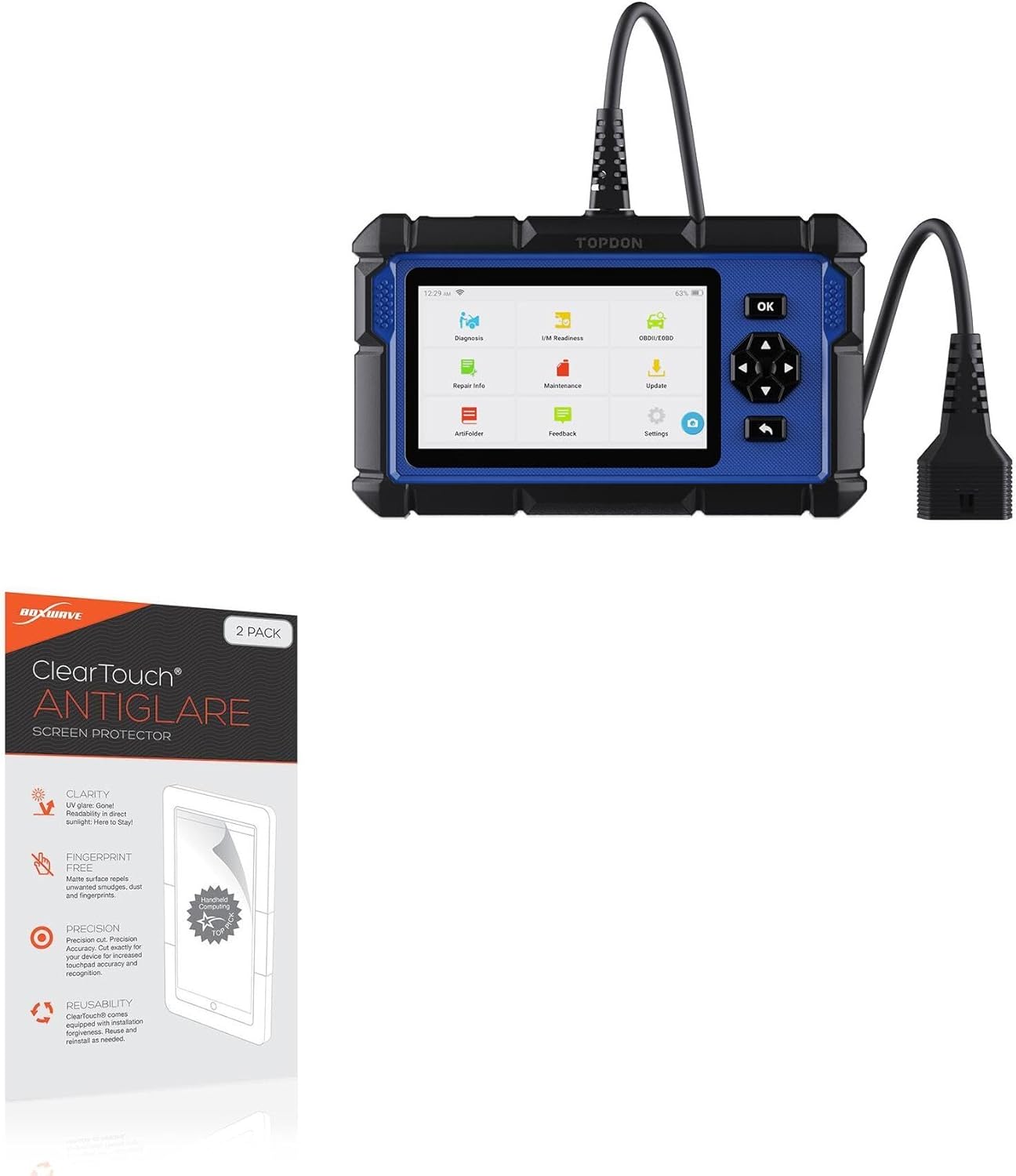 BoxWave Screen Protector Compatible with Topdon Artidiag600 S (5 in) - ClearTouch Anti-Glare (2-Pack), Anti-Fingerprint Matte Film Skin