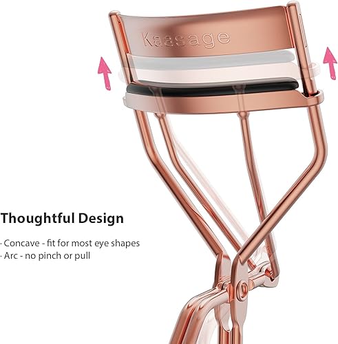 Miniatura 2 de Rizador de pestañas para mujer, rizador de pestañas profesional dorado con almohadillas de silicona de repuesto pestañas fáciles de rizar