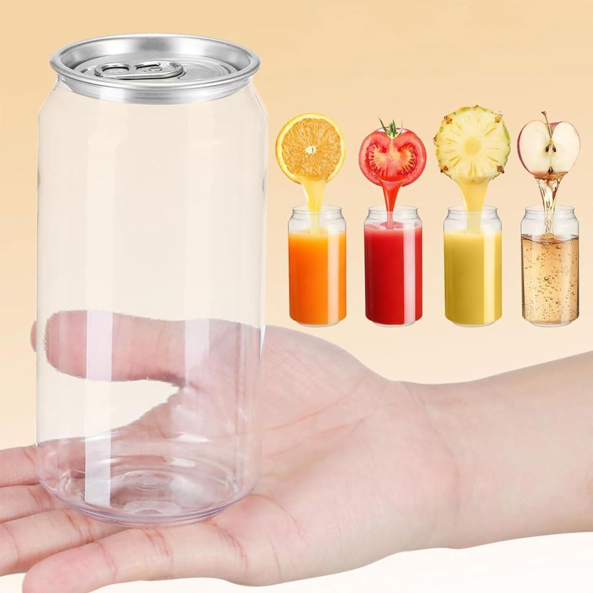 Barattoli per bevande in plastica trasparente, 200 bottiglie usa e getta con tappi, sigillanti in PET a tenuta stagna, per succhi, soda, latte, tè e caffè