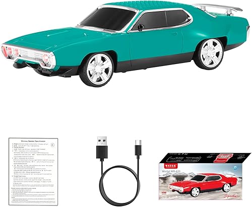 WS-620 Classic Muscle Car Replica Altavoz Bluetooth - Portátil inalámbrico con sonido HD, emparejamiento estéreo TWS, luz de fiesta LED, soporte