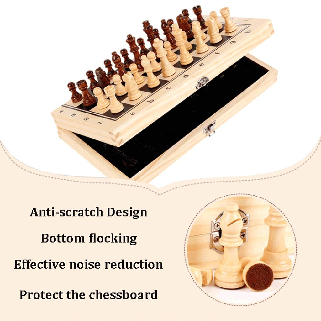 Set di Scacchiera Pieghevole, Set di Scacchi magnetici in Legno, 2 Regine Extra, con Slot per riporre i Pezzi del Gioco, Set di Scacchiera da Viaggio Portatile