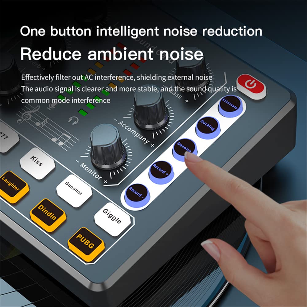 Scheda Audio Mini Mixer Bluetooth, Scheda Audio dal Vivo con Vari Effetti sonori, Scheda Audio per Cambio Voce in Streaming Live per la Registrazione di Musica, Trasmissione di Canto, Nero
