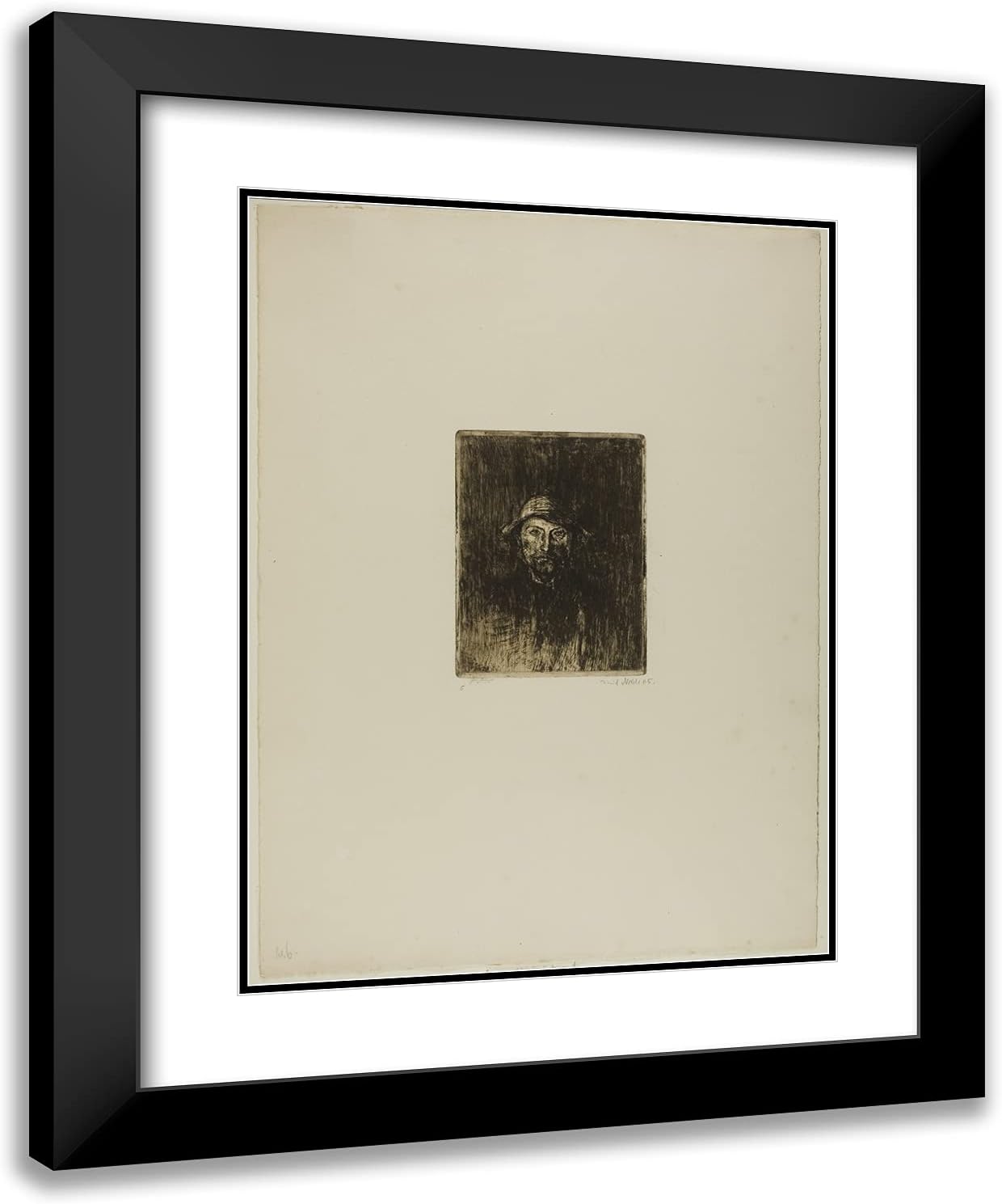 ArtDirect Emil Nolde 19x24 Black Modern Framed and Double Matted Art Print Titled Self-Portrait