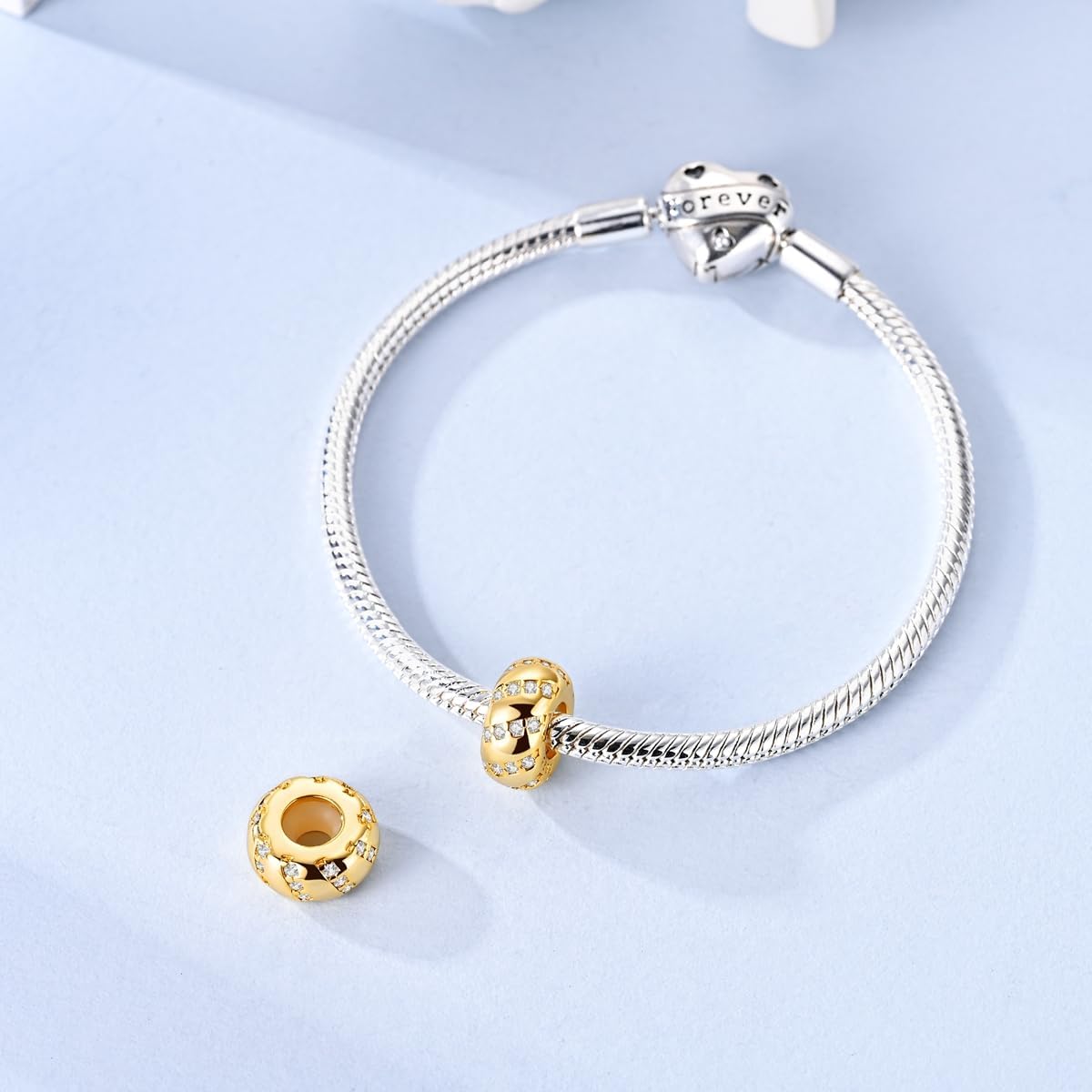 Stopper Beads Fit For Pandora Bracelets, Sterling Silver Spacer Charms For Bracelets, Hypoallergenic Bead Charm For Jewelry Diy Gifts For Women - Image 3