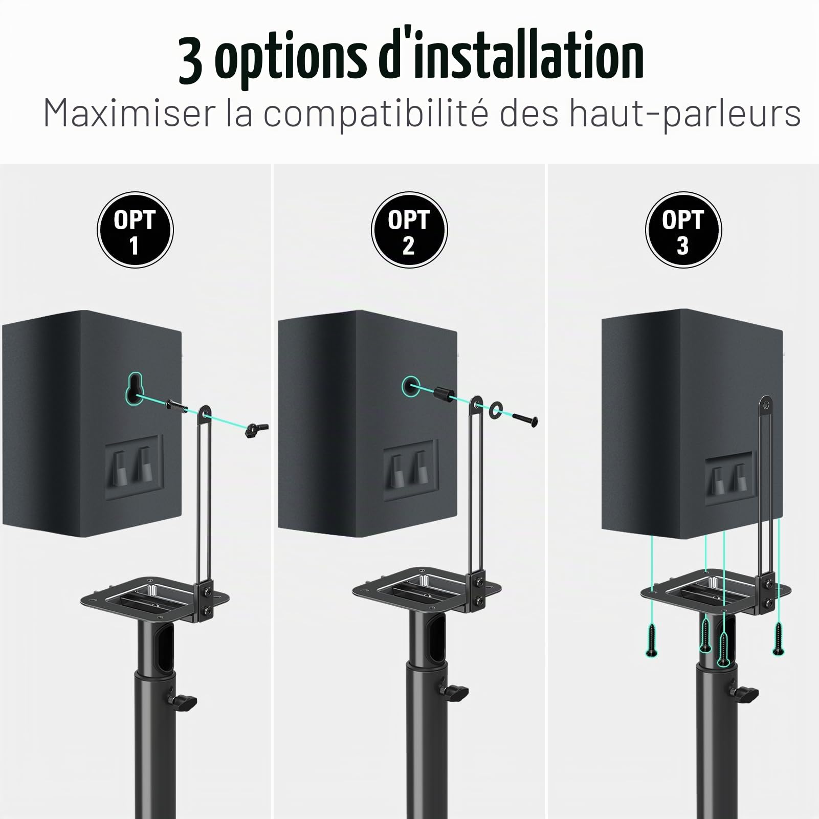 Mounting Dream Support de Haut-Parleur Universel (Simple) réglable en Hauteur de 826 mm à 1078 mm pour Haut-Parleur Surround arrière Satellites jusqu'à 5 kg