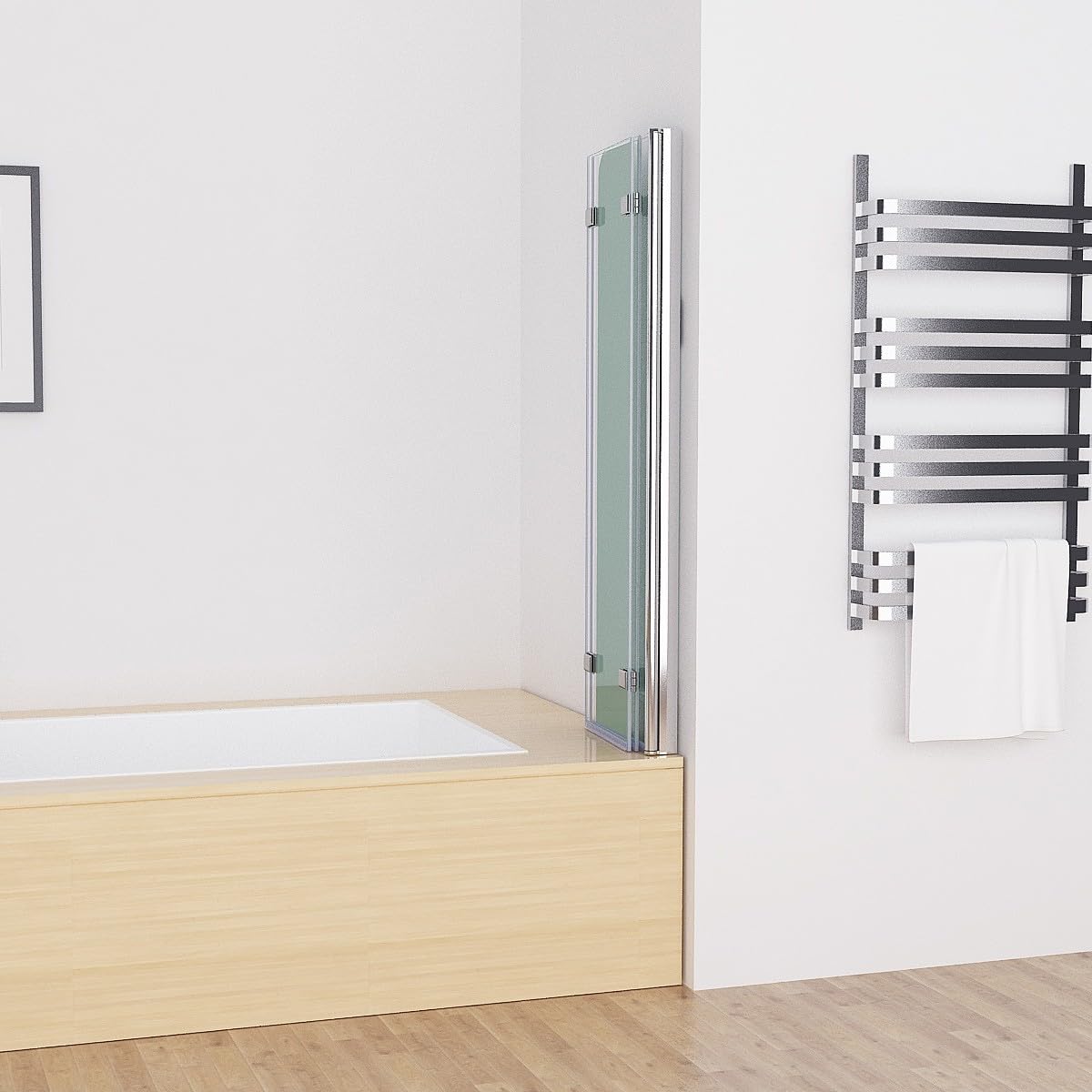 MIQU Paroi de Douche Pliable pour Baignoire 100 x 140 cm Verre ESG