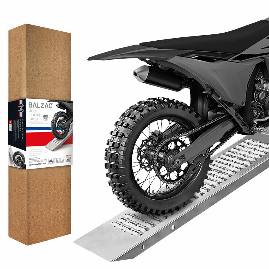 Balzac Rampa di Carico in Acciaio Pieghevole | Rampa per Moto da Cross e Veicoli | Pedana per Auto | Rampa e Pedana per Disabili | Portata 200kg | Lunghezza 189cm | Superficie Antiscivolo