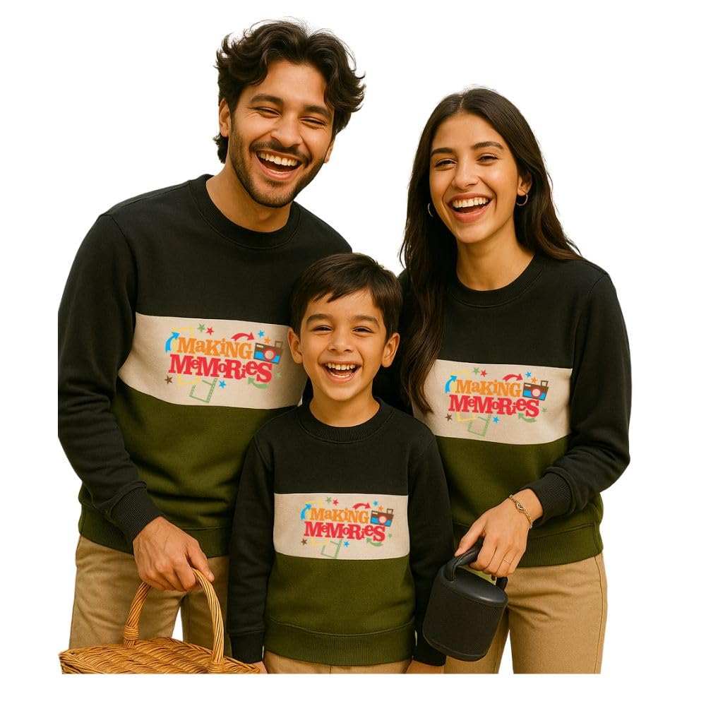 bouncy toonz Family Matching Color Block Sweatshirts - Making Memories Design Outfits for Vacations & Celebrations – Cozy Holidays Wear for Photoshoots (Family-SS-Cutsew-Memories)-picture-30