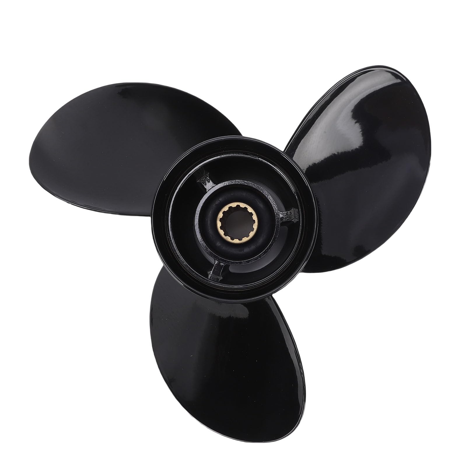 Fuoribordo 10 3/8 X 14 Ad Alta Resistenza Compatibile con Motori da 25-70, Leggera e Robusta, Design a 3 Pale per stabilità, Materiale in Metallo Nero