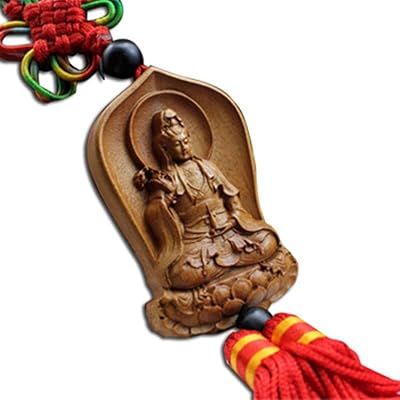 Duojimi Chines Traditional Style Wood Car Hanging Ornament- Kwan-yin Bodhisattva