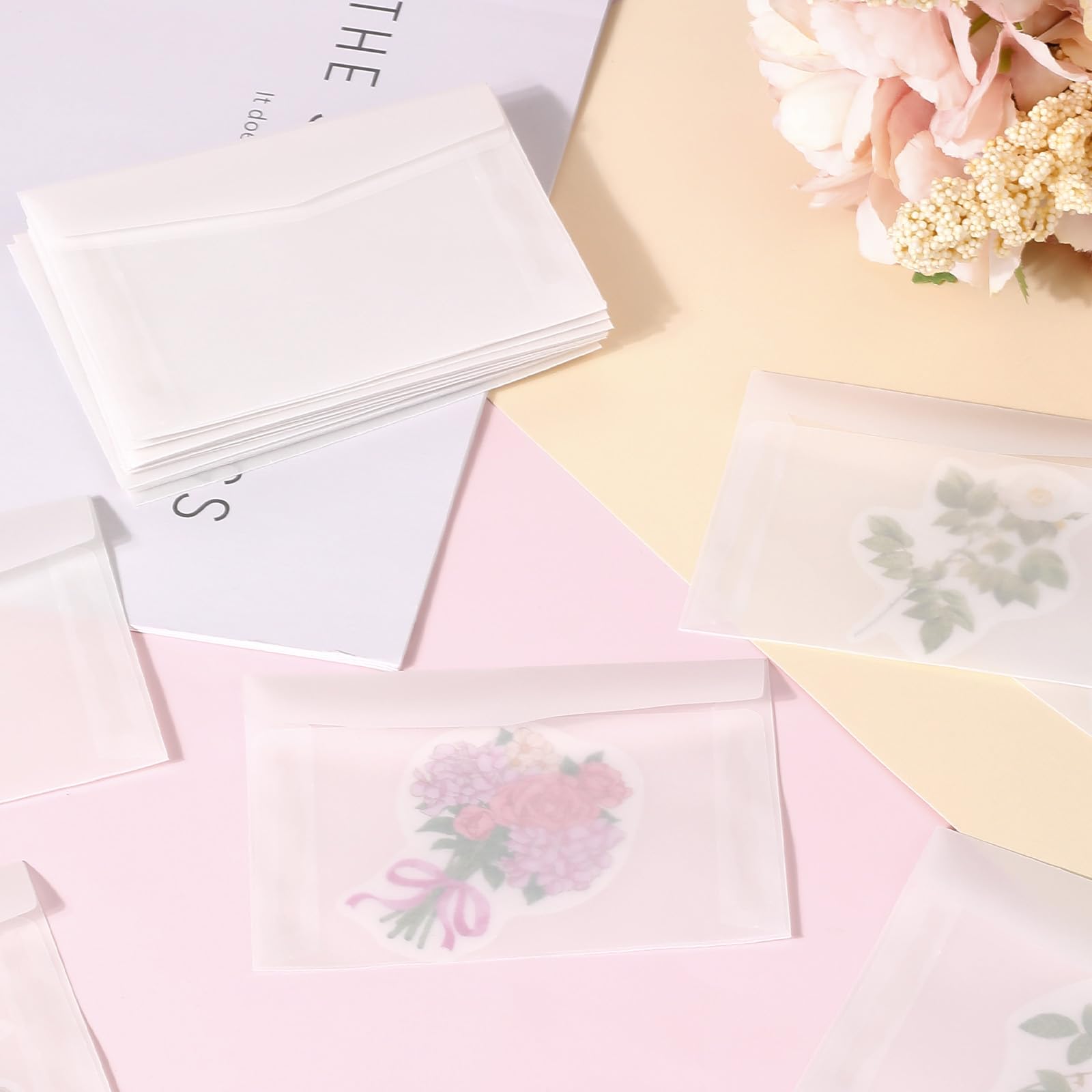 DIY Greeting Card Envelopes 50 Pcs Glassine Envelopes 3.9x2.8 Inch - Translucent  Vellum Envelopes For Cards \u0026 Collectibles Vellum Jackets For 5x7 Invitations, image size:1600x1600