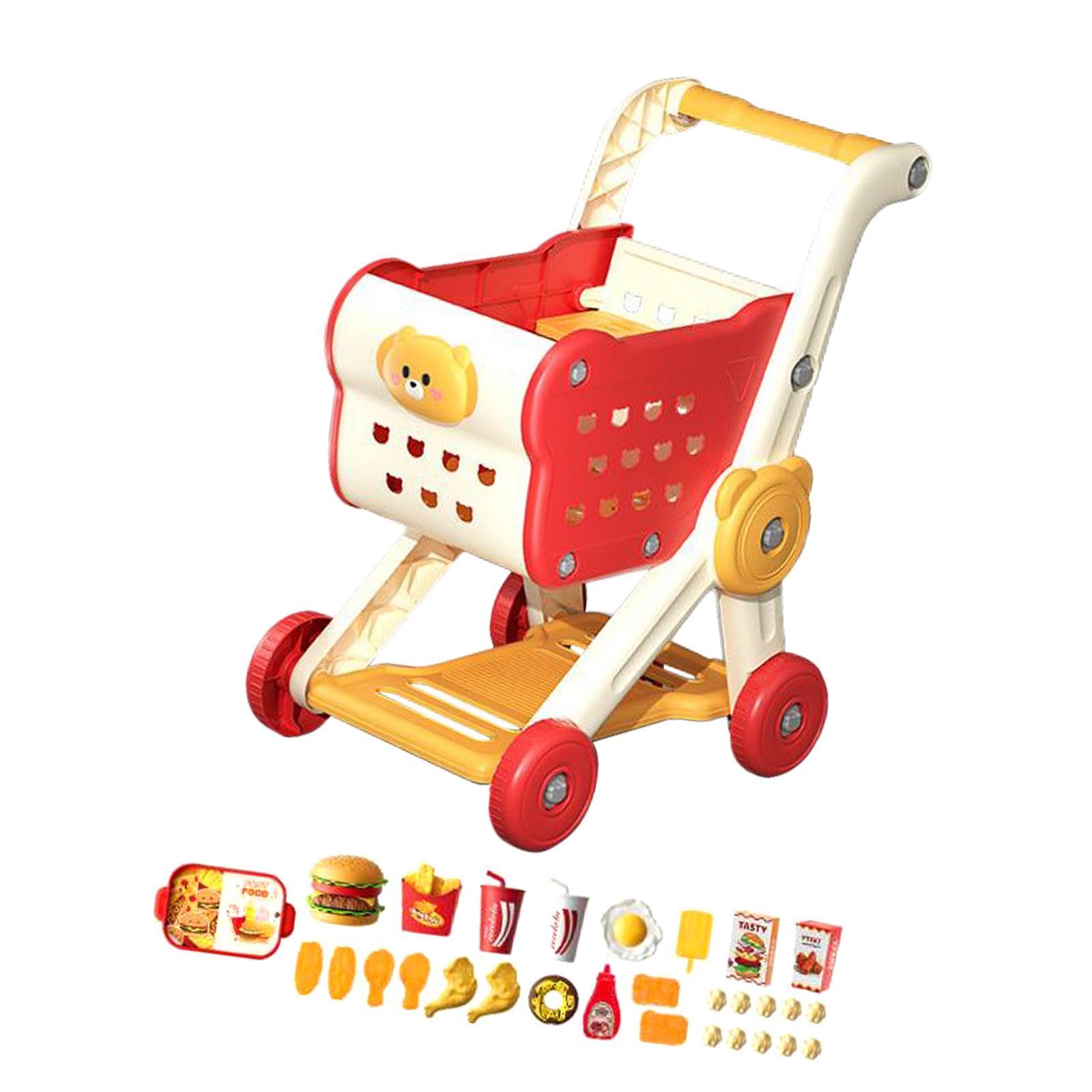 Almencla Set di Giocattoli per Bambini: Carrello della Spesa, Carrello per, Giochi di Ruolo Realistici, Cestino Portaoggetti da Scrivania, Giocattoli, Rosso