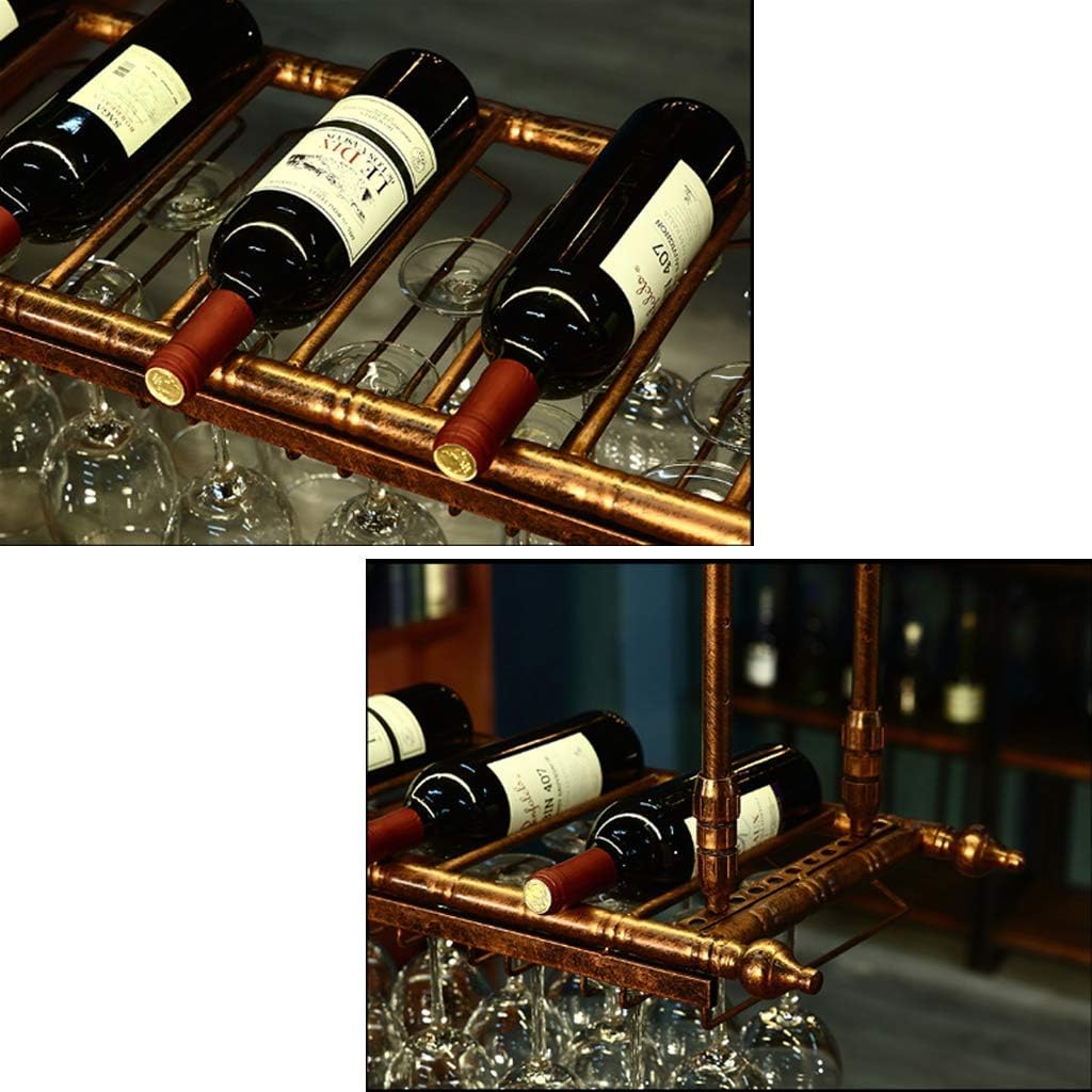 Wine Rack,Bar,Restaurant,Wine Glass Rack,Home Holder Upside Down Simple Style Iron Hanging Rack Ceiling Decoration Shelf for S,Restaurants,60X30Cm