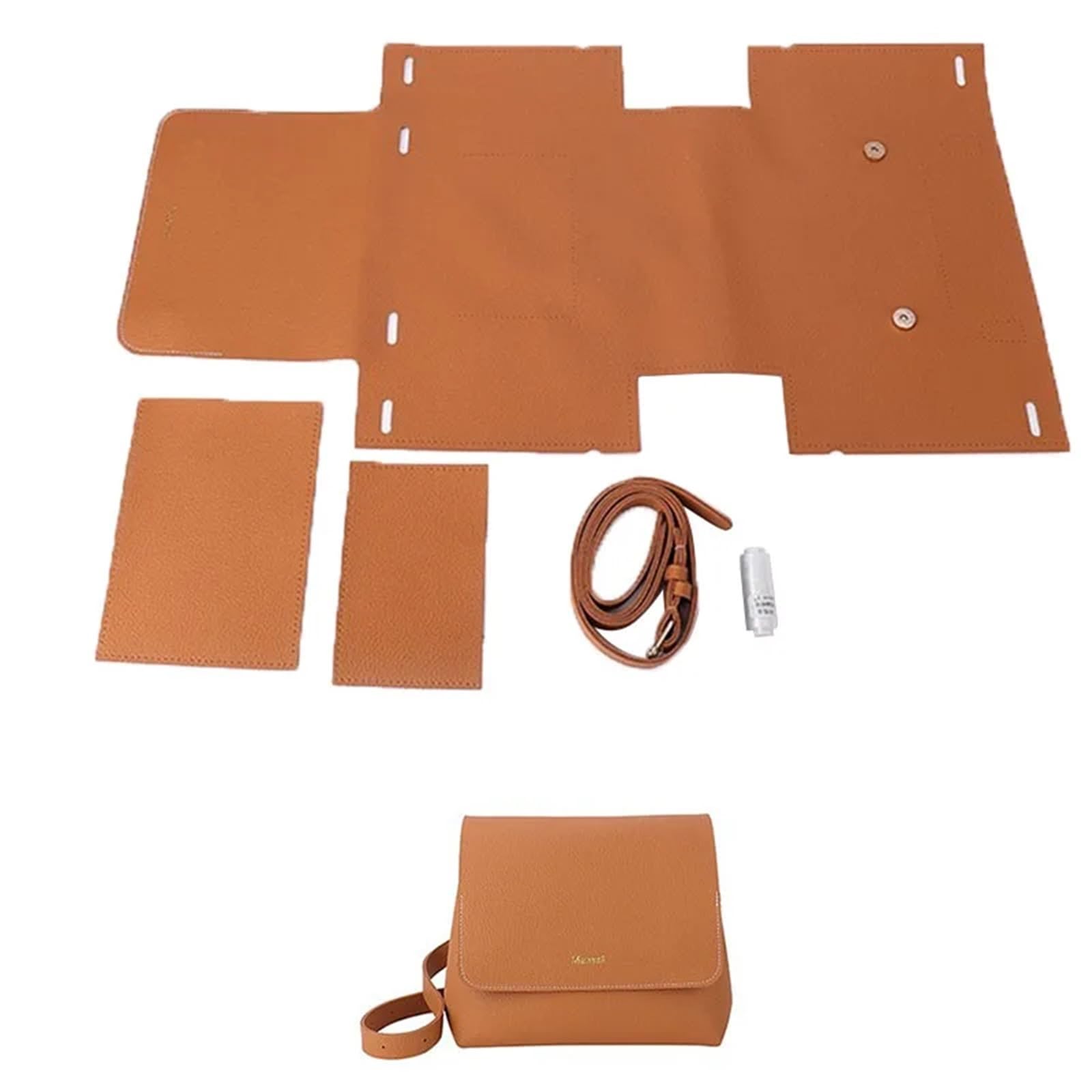DIY Kunstleder-Handtaschen-Herstellungsset Damen-Schulterhandtasche, einfaches Taschenherstellungsset, handgefertigt, DIY-PU-Ledertasche, Strickset, Materialzubehör for Nähen von Taschen(Num2 Brown)