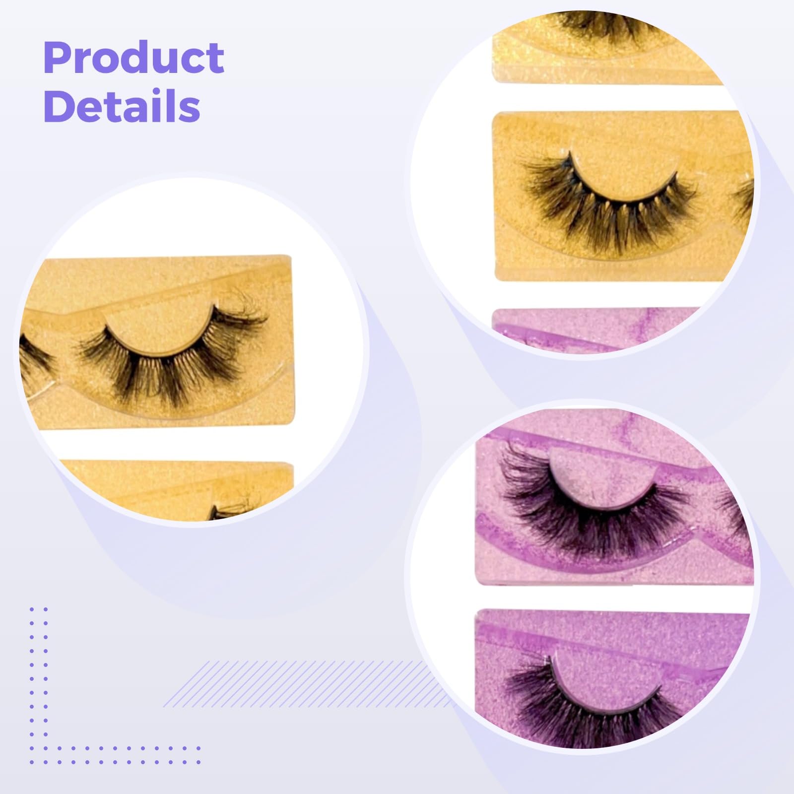30 Paar 6D künstliche Wimpern, Faux Mink Wimpern, natürlicher Look, Volumen-Wimpern, Einzelaufbewahrung, Gold, Lila, Pink, Blau, Silber