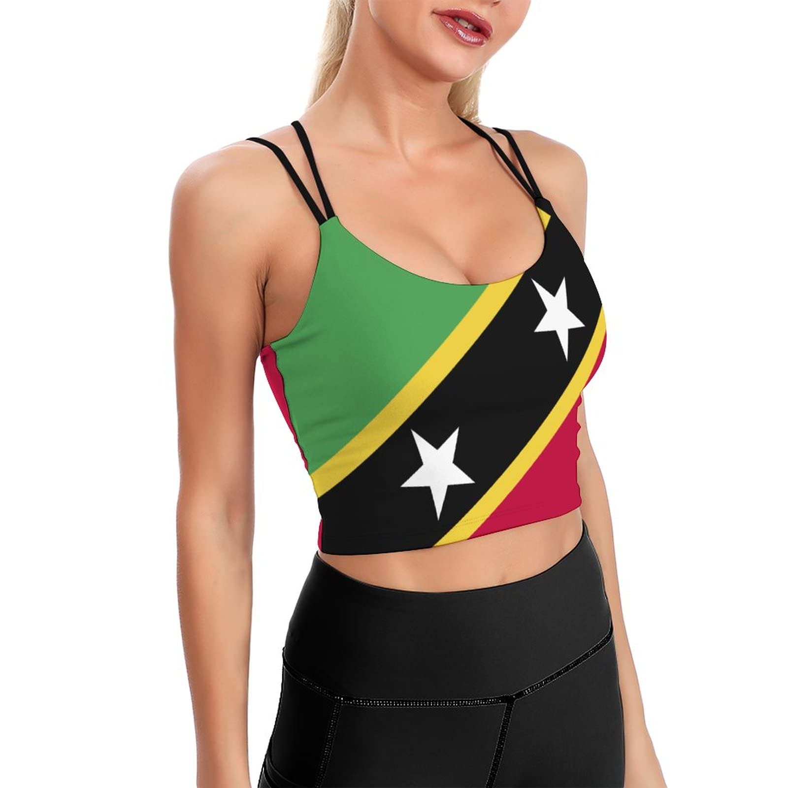 Melbrakin Women's Style-6 Saint Kitts And Nevis Flag Tank Top Shirts Back Sports Tank Tops Flowy Workout Yoga Tanks Xl