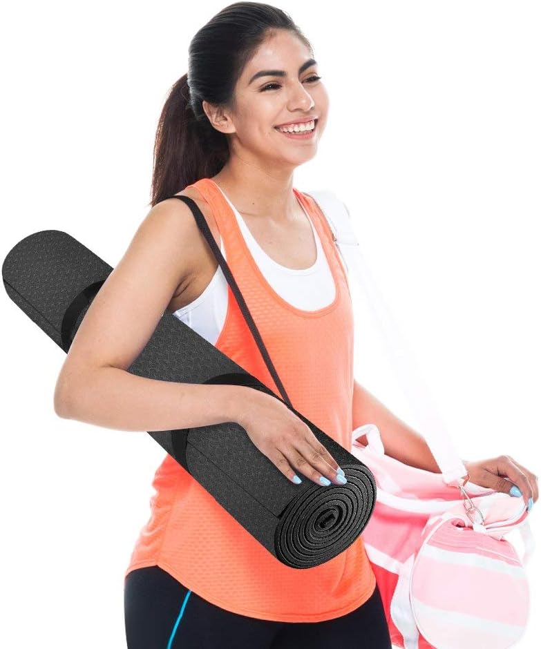 Swonuk Yoga Mat 1/4 Inch Thick Exercise Fitness Mat - Large High Density Non-Slip Workout Mat 72”x 24”x 0.24” for Yoga/ Pilates/Ashtanga, Anti-Tear Classic TPE with Carrying Strap for Women & Men : Sports & Outdoors