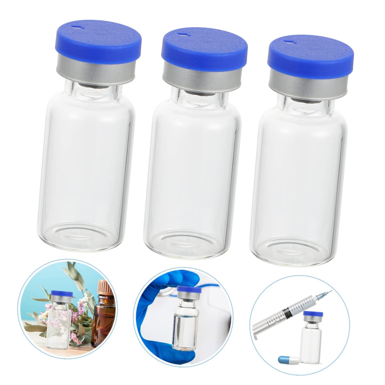 50pcs Glass Vials Small Reusable Storage Bottles for Essential Oils Lab Samples and Liquid Medicine with Caps for Chemistry and Pharmaceuticals