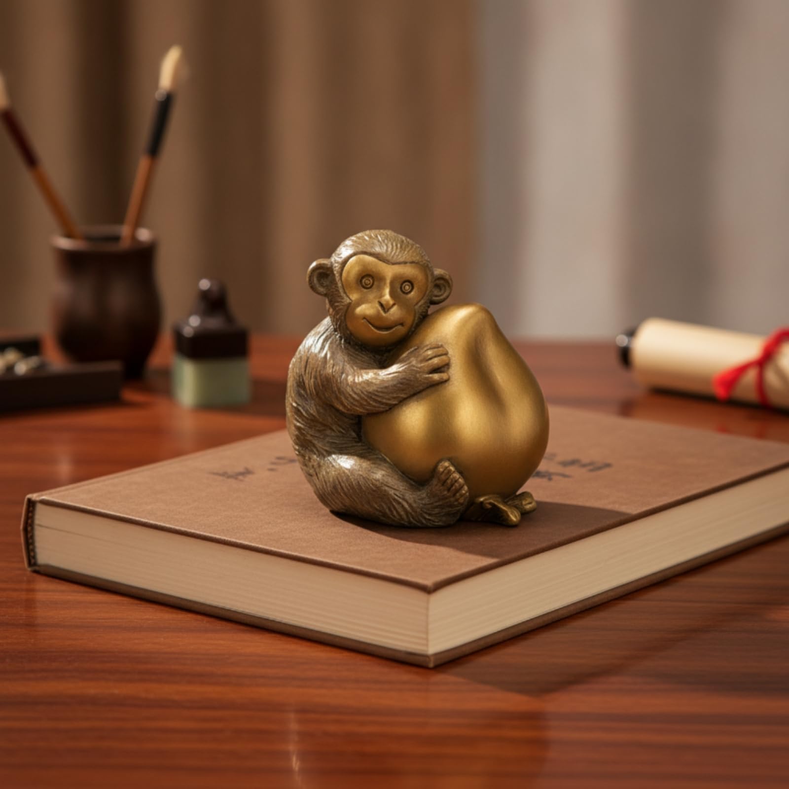 Baoblaze Escultura de Escritorio de Latón Figura Estatua Adorno Decorativo Bronce Pulido Tacto Suave Brillo Compacta Adecuada para Estudio Profesional, Cerdo Pequeño