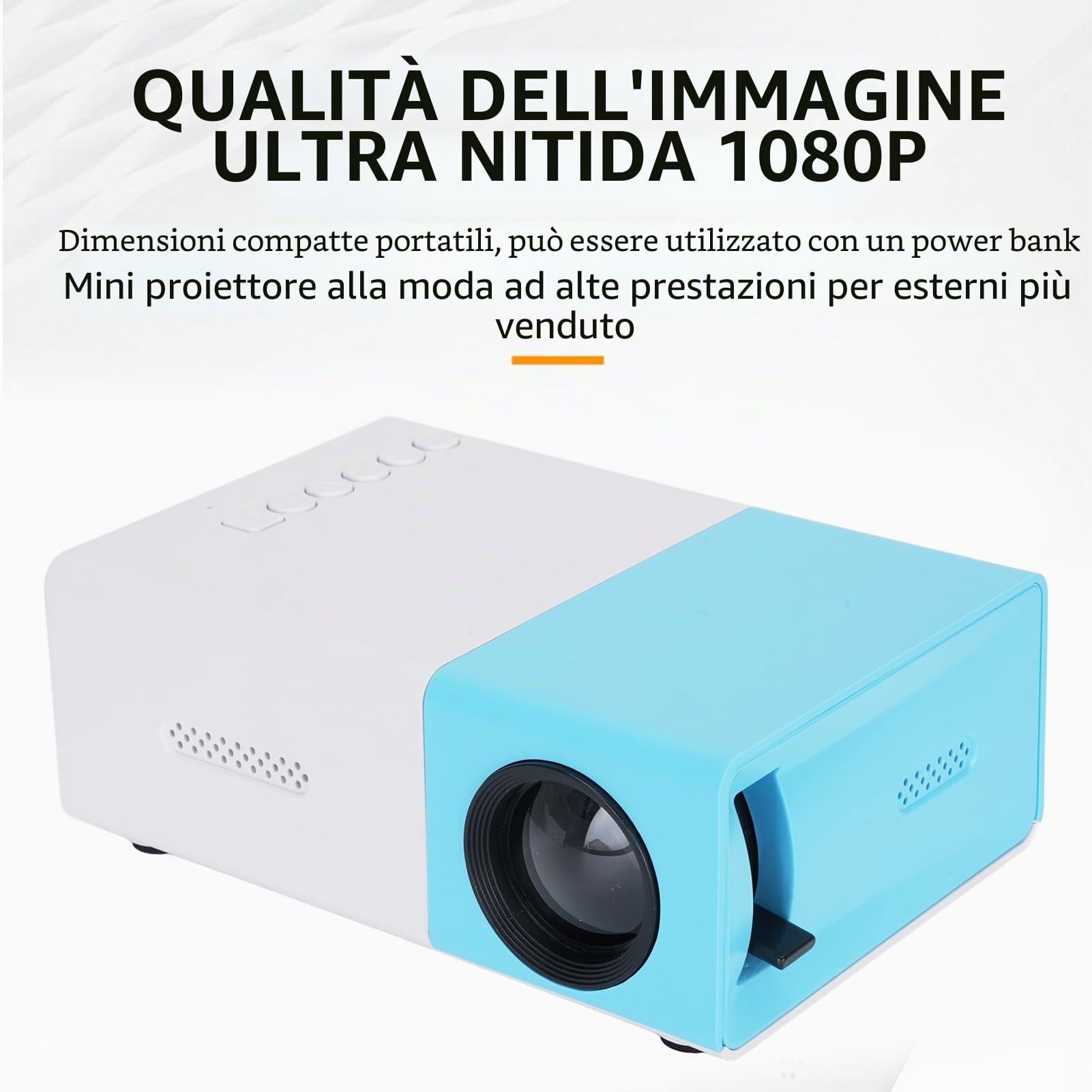 Mini Proiettore HD 1080p Portatile, Full HD Smart Home per Film con HDMI USB 3,5mm, Compatibile Smartphone Laptop TV Tablet PC, Correzione Trapezoide Automatica, Altoparlante Stere