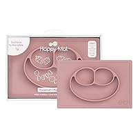 Vista 14 de ezpz Happy Mat (gris) – 24 meses + – Mantel individual de succión 100% silicona + plato dividido con tres compartimentos – Niños pequeños +