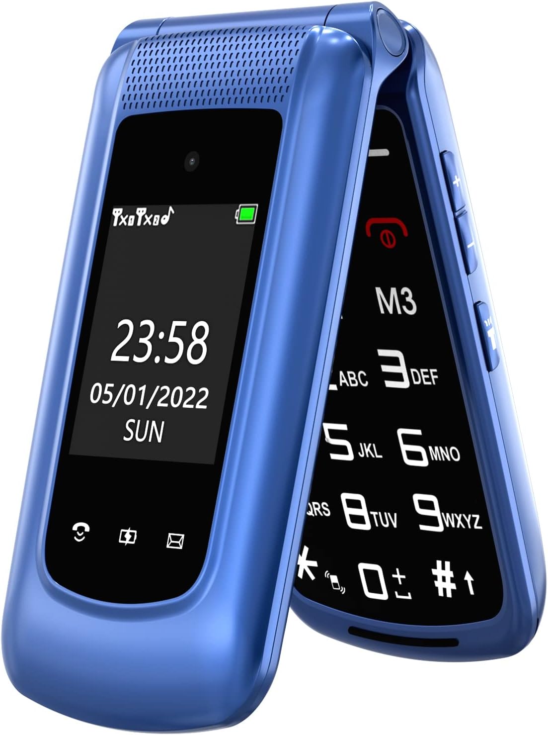 Senior Mobile Phone Simple for Elderly, Basic Cell Phone with Large Buttons, Flip Phone, Unlocked Senior Mobile Phone with 2.4" Color Display | SOS Button | FM Radio | Torch |1000mAh Battery (Blue)