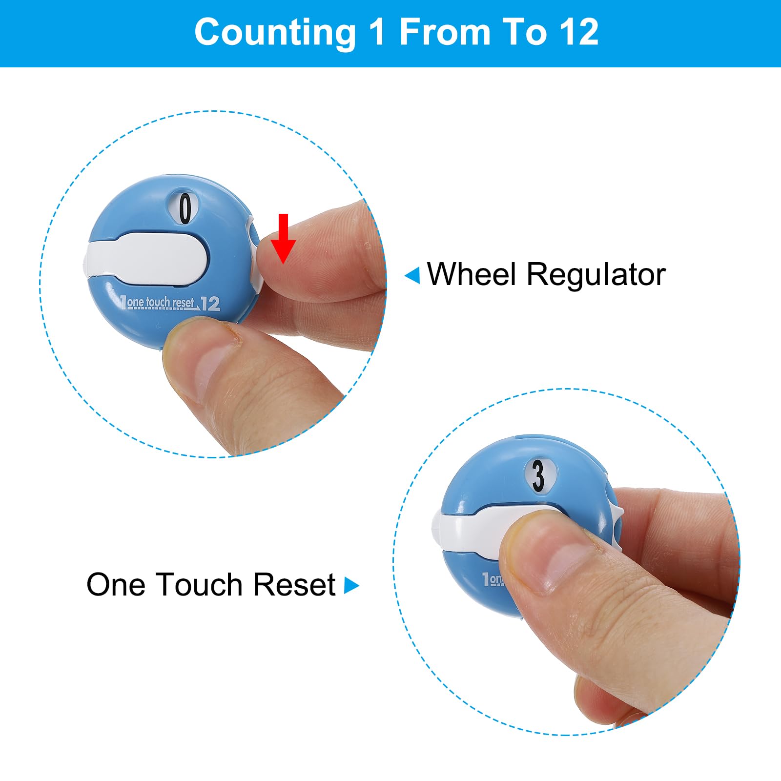 PATIKIL Golf Score Counter, 2 Pack Mini Golf Shot Stroke Attachment Counter Clicker Clip for Golfers Glove Bag Blue White - Image 3