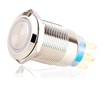 Self-locking button?Keenso 19mm 12V LED Waterproof Stainless Self-locking Latching Push Button Switch On/Off Latch Button Switch 1NO1NC