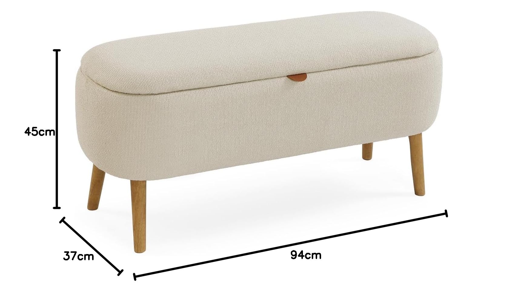 Versa Banco pie de Cama Maniko de Estilo Chic, Medidas (Al x L x An) 45 x 94 x 37 cm, Color Blanco