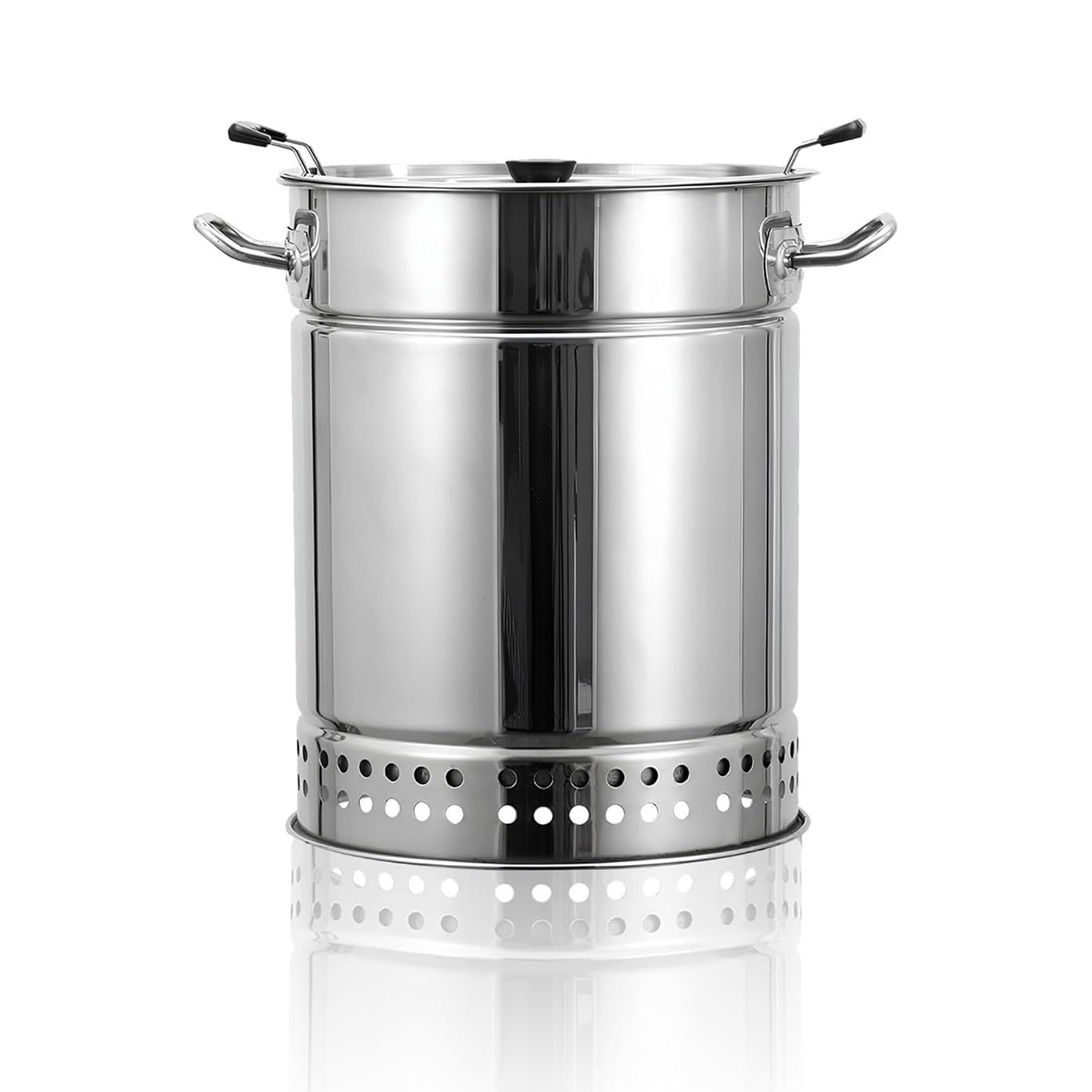 GAOXIAO Barril Asador de Carne Sin Humo Interior, Parrilla de Barbacoa de Carbón Sin Humo BBQ Portátiles con Forma de Barril Envolvente de Acero Inoxidable para Exteriores Silver Small (22 skewers)
