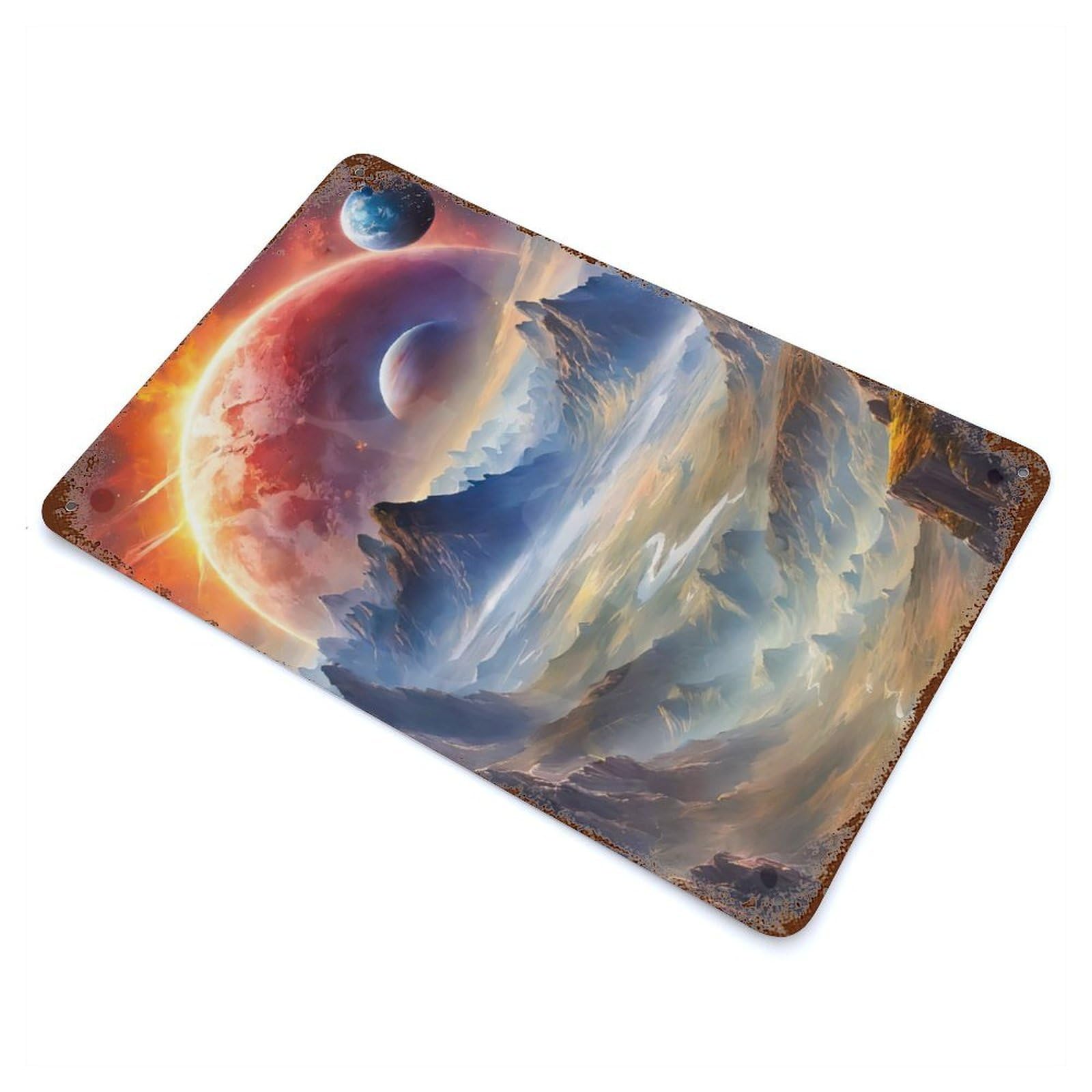 Rust Effect Martian Field Vintage Rust Metal Sign 11.8"x7.9", Classic Wall Plaque for Shed, Workshop And Garage Wall Decor