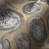 A.S. Création VERSACE WALLPAPER Beige Silber Gold Grau Luxus Tapete Vliestapete Logo Medusa 386114 10,05x0,70m Made in Germany