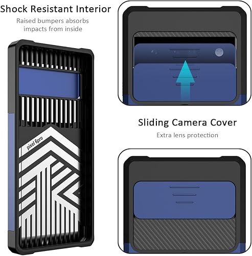 Miniatura 3 de Nvollnoe Funda para Google Pixel 6 Pro con cubierta deslizante para cámara protectora resistente Pixel 6 Pro con tarjetero Funda magnética con