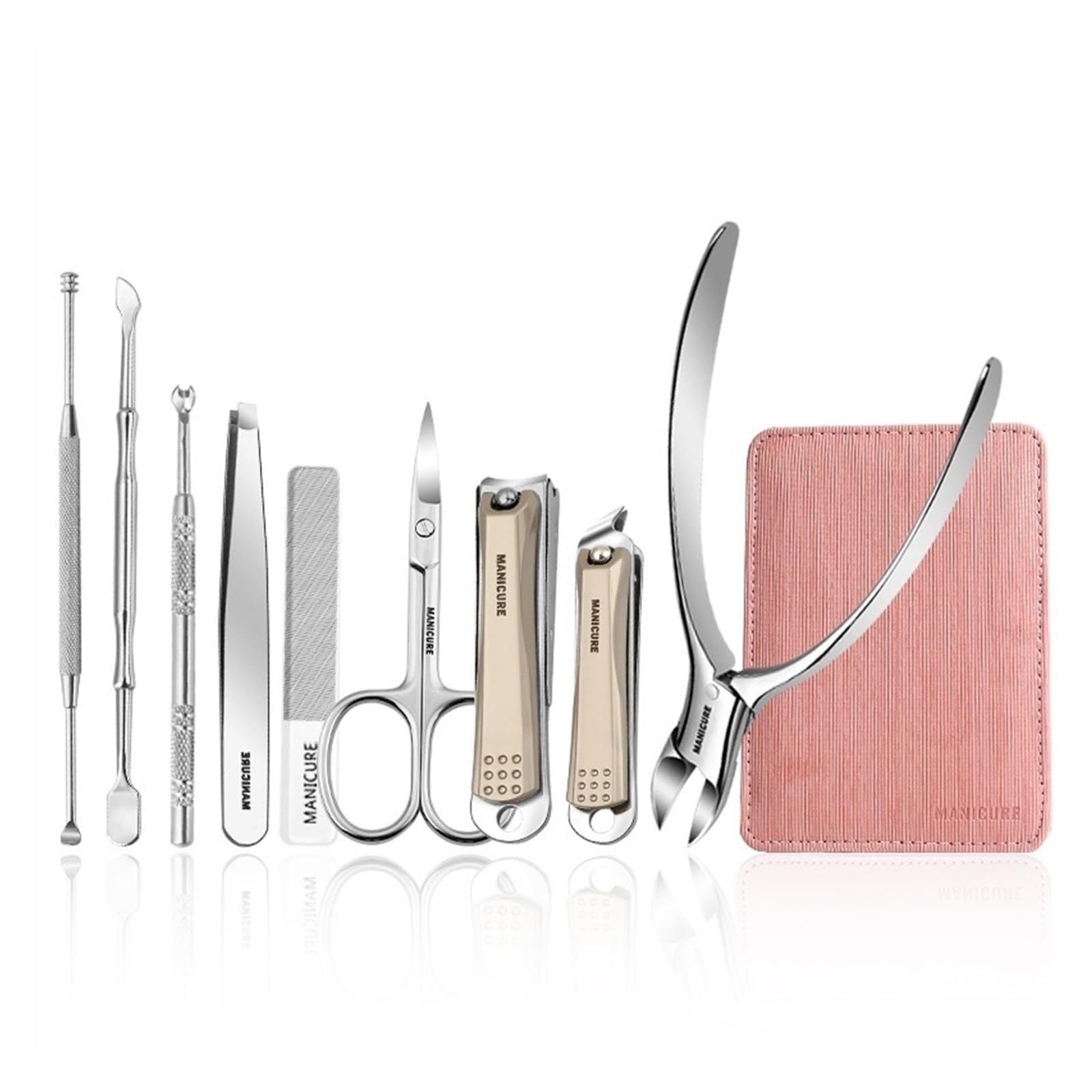 Juego de Cortaúñas Manicura Kit de manicura Juego de cortaúñas Kit de pedicura profesional Juego de cuidado de aseo de acero inoxidable de 9 piezas con cortaúñas Olécranon for hombre y mujer para el C