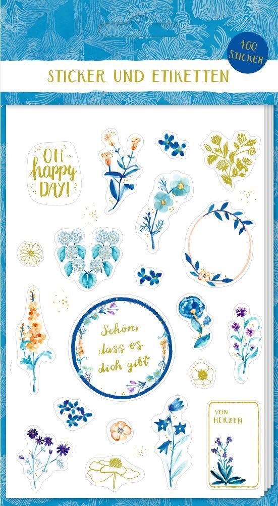 Stickerbogen – All about blue: 100 blaue Sticker