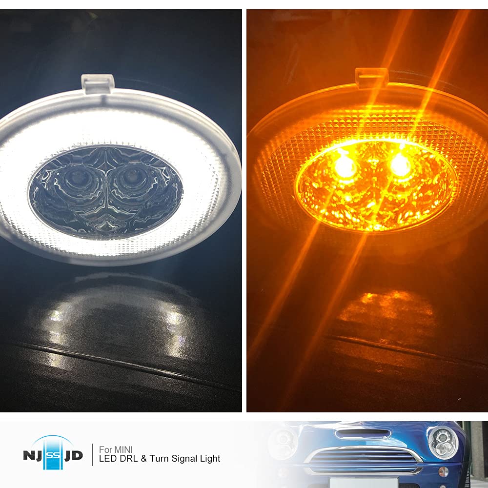 Bianco/Ambra Switchback LED DRL Halo Ring Luce di marcia diurna Indicatore di direzione per 2002-2006 M/ini Cooper R50 R53 Hatchback 2005-2008 R52 Convertibile 2 pezzi Lente fumé